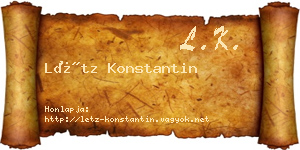 Létz Konstantin névjegykártya